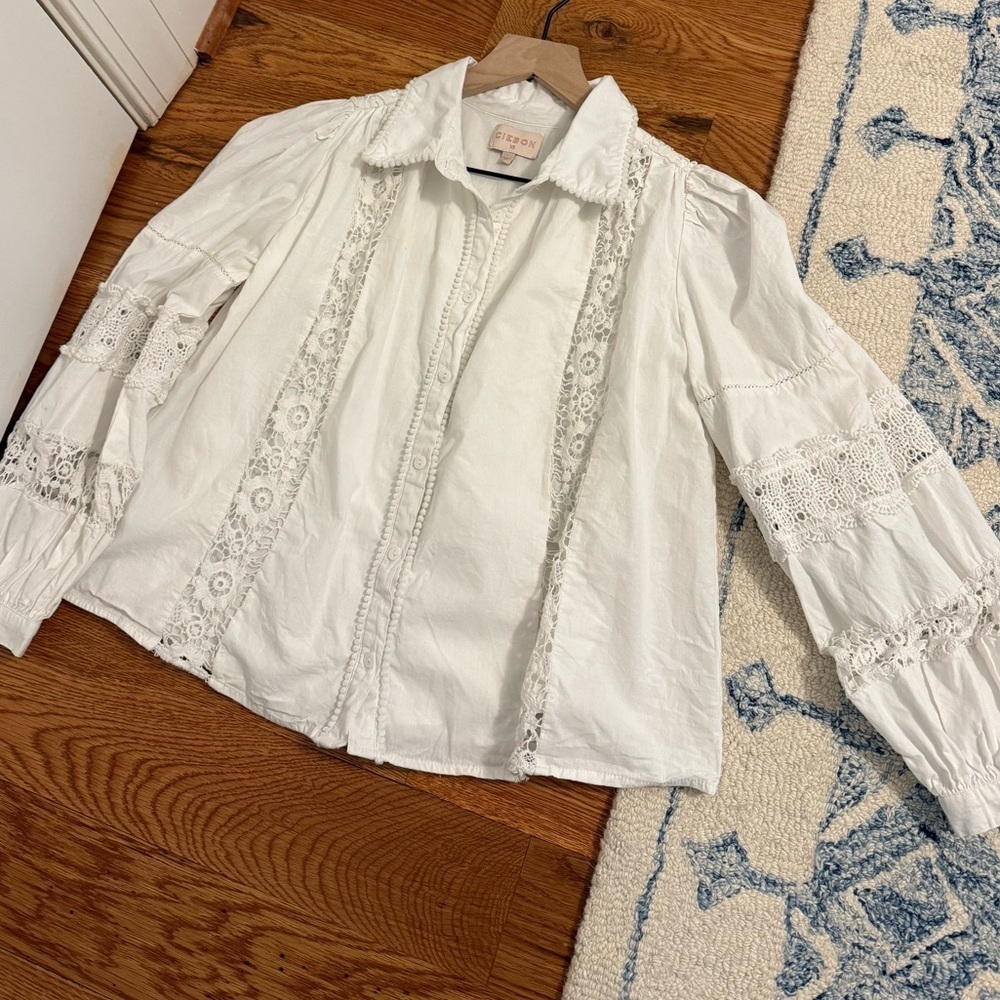 CIEBON Mollie Lace Trim Shirt White Size XS - Picture 8 of 13